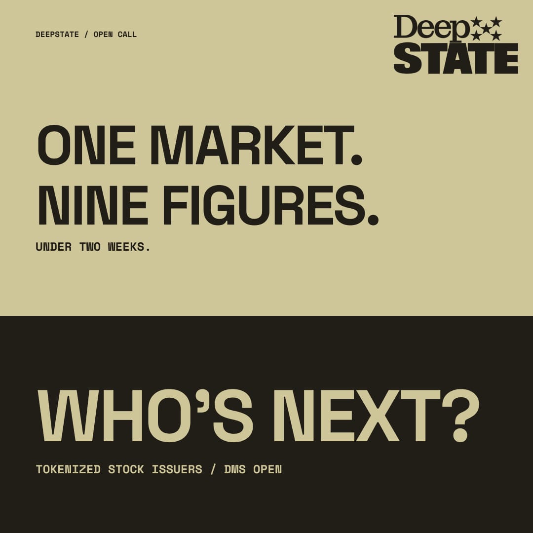 Official Deepstate post claiming nine figures of volume on one NVDA market in under two weeks